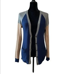 Madewell Color Blocked 100% Merino Wool Cardigan Sweater Size S/XS